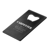 Funny Carpenter Gift - Dictionary Definition Creditkaart Flessenopener (Achterkant Gekanteld)