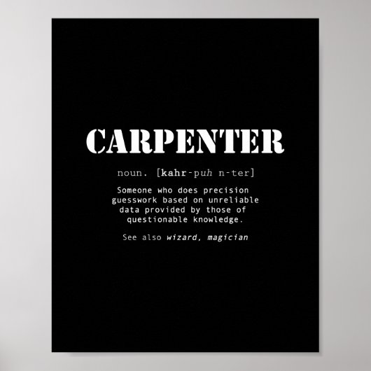 Funny Carpenter Gift - Dictionary Definition Poster (Voorkant)