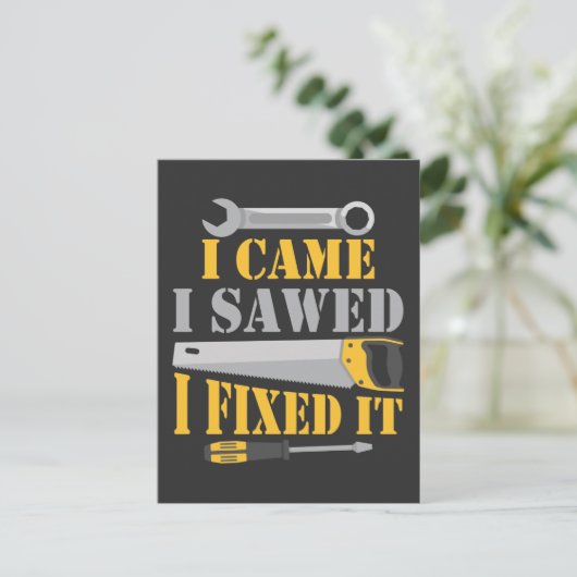 Funny Carpenter Saw Handyman Workshop Tools Briefkaart (Staand voorkant)