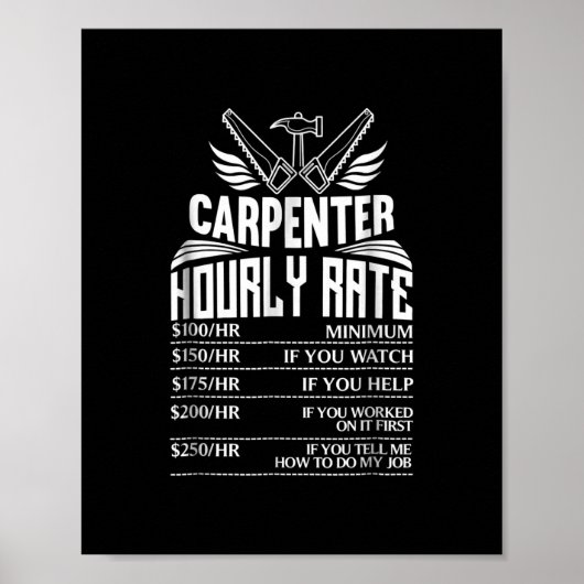 Funny Carpenter Woodworking Great Gift Dad Poster (Voorkant)