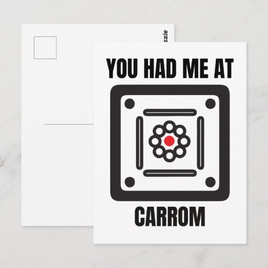 Funny carrom board player briefkaart (Voorkant / Achterkant)