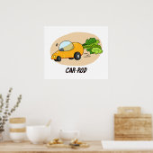 Funny Carrot Hot Rod Car Pun Poster (Keuken)
