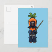 Funny Carrot Kendo Warrior Shinai Illustration Briefkaart (Voorkant / Achterkant)