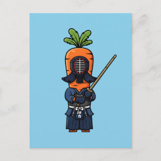 Funny Carrot Kendo Warrior Shinai Illustration Briefkaart