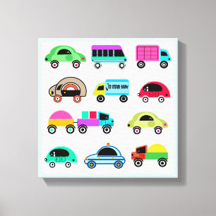 Funny cars canvas afdruk