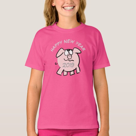Funny Cartoon 2 Pig Year 2019 Girl T-shirt (Voorkant)