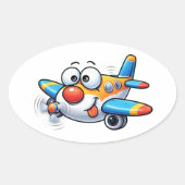 Funny Cartoon Airplane Character Sticker (Voorkant)