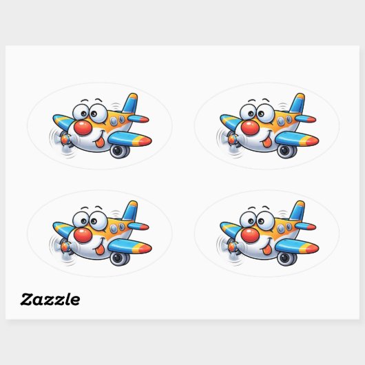 Funny Cartoon Airplane Character Sticker (Vel)