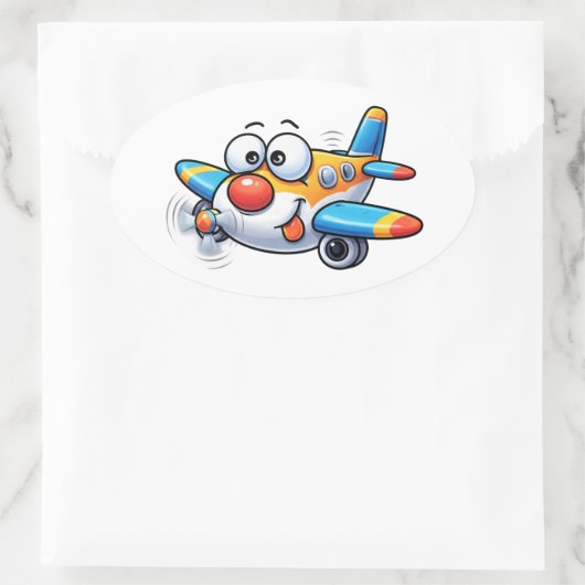 Funny Cartoon Airplane Character Sticker (Tas)