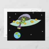 Funny Cartoon Alien en Earth Briefkaart (Voorkant / Achterkant)