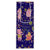 Funny Cartoon Animals Zing Happy Birthday Wijn Cadeautas (Voorkant)