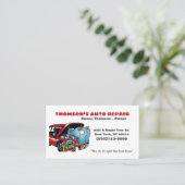 Funny Cartoon Automotive Mechanic Auto Visitekaartje (Staand voorkant)