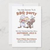 Funny Cartoon BBQ Party Kaart (Voorkant)