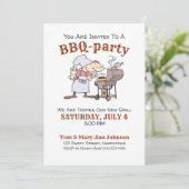 Funny Cartoon BBQ Party Kaart (Staand voorkant)