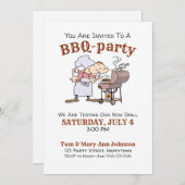 Funny Cartoon BBQ Party Kaart (Voorkant / Achterkant)