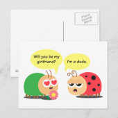 Funny Cartoon - Beetle Mistook Ladybug als meisje Briefkaart (Voorkant / Achterkant)