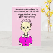 Funny Cartoon Best Mum Moederdag Kaart (Gele Bloem)