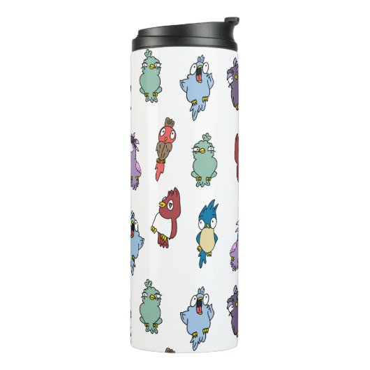 Funny Cartoon Birds Thermal Tumbler Thermosbeker (Gedraaid links)