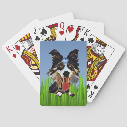 Funny Cartoon Border Collie Deck of Cards Pokerkaarten (Achterkant)