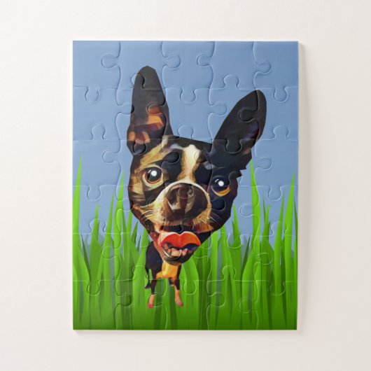 Funny Cartoon Boston Terrier Puzzle voor kinderen Legpuzzel (Verticaal)