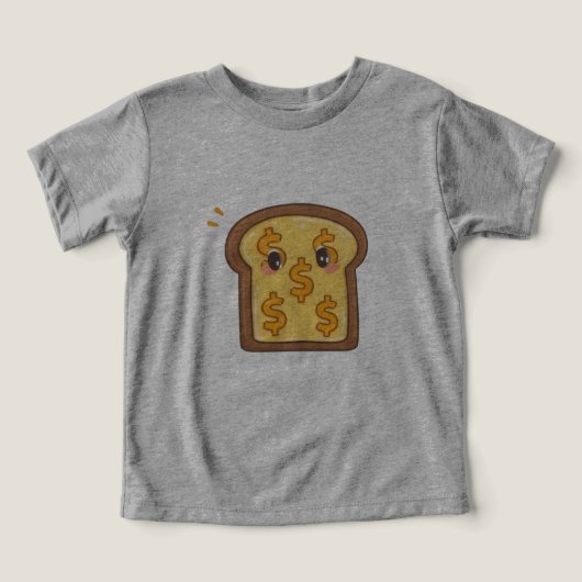 Funny Cartoon Bread Dollar Sign Graphic Tee (Design voorkant)