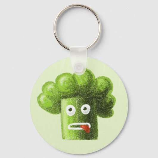 Funny Cartoon Broccoli is gezond voedsel Sleutelhanger (Voorkant)