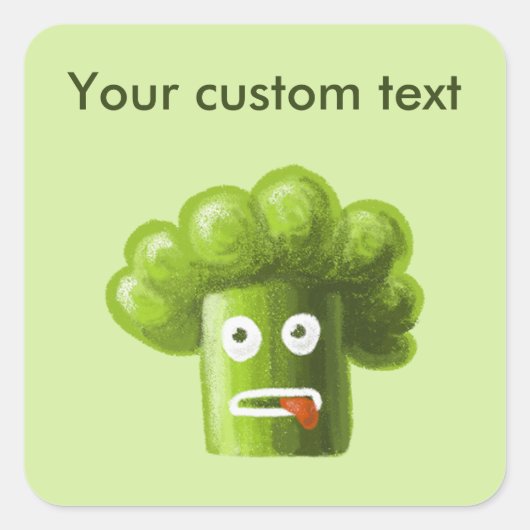 Funny Cartoon Broccoli is gezond voedsel Vierkante Sticker (Voorkant)