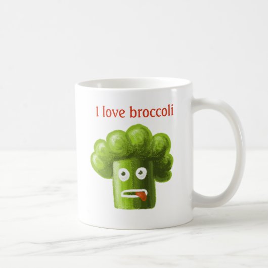 Funny Cartoon Broccoli Love Koffiemok (Rechts)