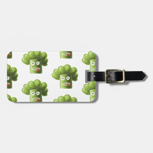 Funny Cartoon Broccoli Pattern gepersonaliseerd Bagagelabel (Voorkant horizontaal)