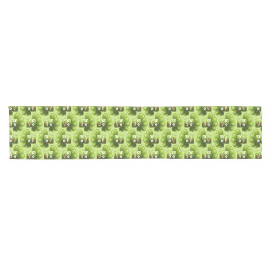 Funny Cartoon Broccoli Pattern Korte Tafelloper (Horizontaal)