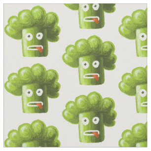 Funny Cartoon Broccoli Stof
