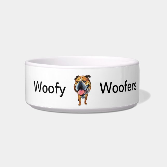 Funny Cartoon Bulldog Dog Bowl Voerbakje (Voorkant)