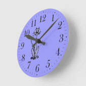 Funny Cartoon Cat Drawing Animal-lover-klok Ronde Klok (Hoek)