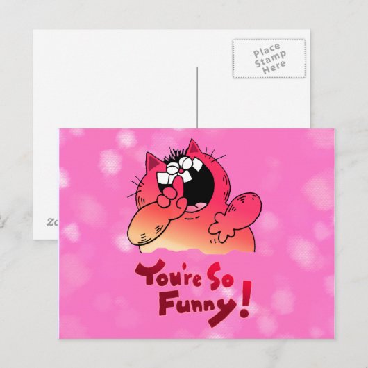 Funny Cartoon Cat | Gekke Cartoon Kat Briefkaart (Voorkant / Achterkant)