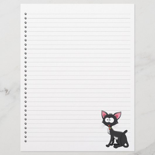 Funny Cartoon Cat Lined Pet Letterhead (Voorkant)