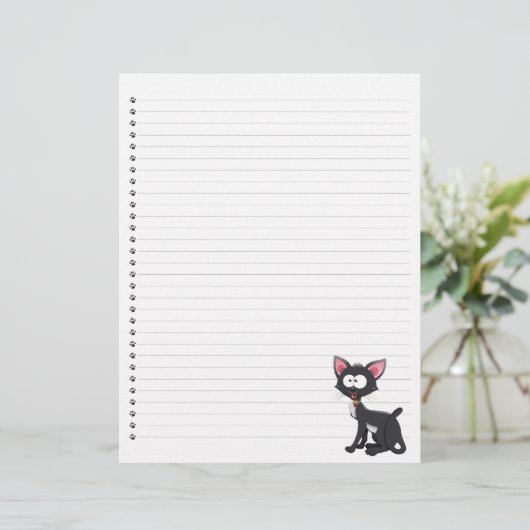 Funny Cartoon Cat Lined Pet Letterhead (Staand voorkant)