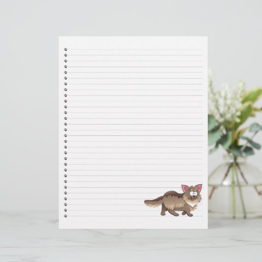 Funny Cartoon Cat Lined Pet Letterhead (Staand voorkant)