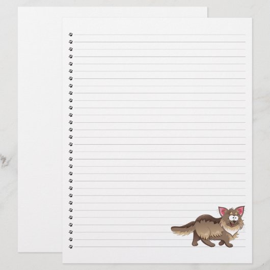 Funny Cartoon Cat Lined Pet Letterhead (Voorkant / Achterkant)