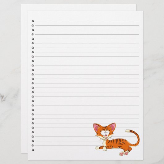 Funny Cartoon Cat Lined Pet Letterhead (Voorkant / Achterkant)