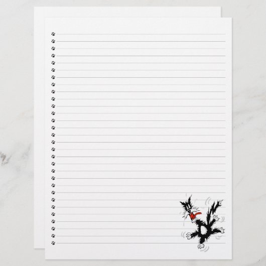 Funny Cartoon Cat Lined Pet Letterhead (Voorkant / Achterkant)