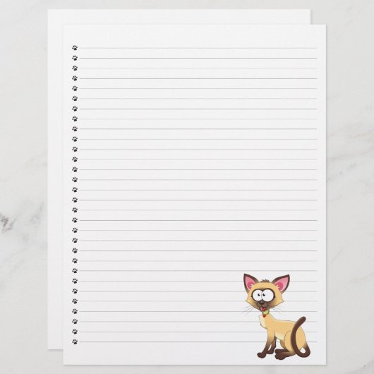 Funny Cartoon Cat Lined Pet Letterhead (Voorkant / Achterkant)