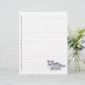 Funny Cartoon Cat Lined Pet Letterhead (Staand voorkant)