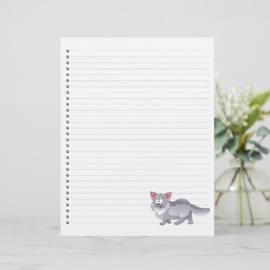 Funny Cartoon Cat Lined Pet Letterhead (Staand voorkant)