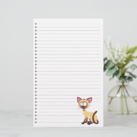 Funny Cartoon Cat Lined Pet Stationery Briefpapier (Staand voorkant)