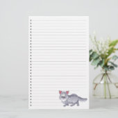 Funny Cartoon Cat Lined Pet Stationery Briefpapier (Staand voorkant)