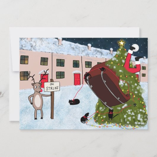 Funny Cartoon Cat Reindekerst Feestdagenkaart (Voorkant)
