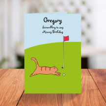 Funny Cartoon Cat Scramble Golf Joke Verjaardag