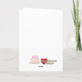 Funny cartoon cat vliegt in een blauwe hemel. kaart (Achterkant)