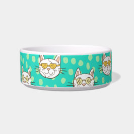 Funny Cartoon Cat Wearing Sun Glasses Voerbakje