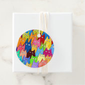 Funny Cartoon Cats Color Pencil Drawing Bedankjes Labels (In situ)